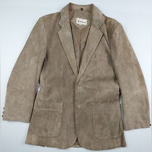 VTG 80s Verducci Sports Coat Mens 40 Brown Tan Two Button Jacket Genuine Leather